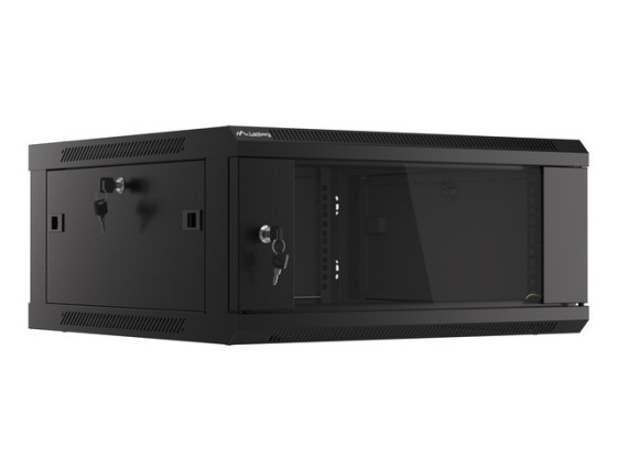 19-дюймова настінна стійка 4U/600×600 (у розібраному вигляді) зі скляними дверцятами, чорна, LANBERG V2