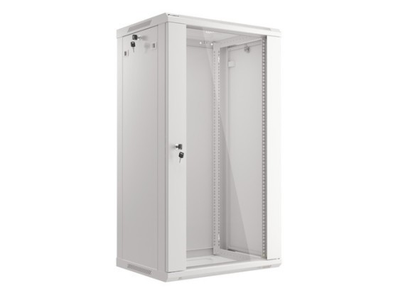 19-дюймова настінна стійка 22U/600×450 (у розібраному вигляді) зі скляними дверцятами, сіра, LANBERG V2