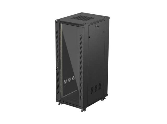 19-дюймова автономна стійка 32U/600×800 (у розібраному вигляді) зі скляними дверцятами, чорна, LANBERG