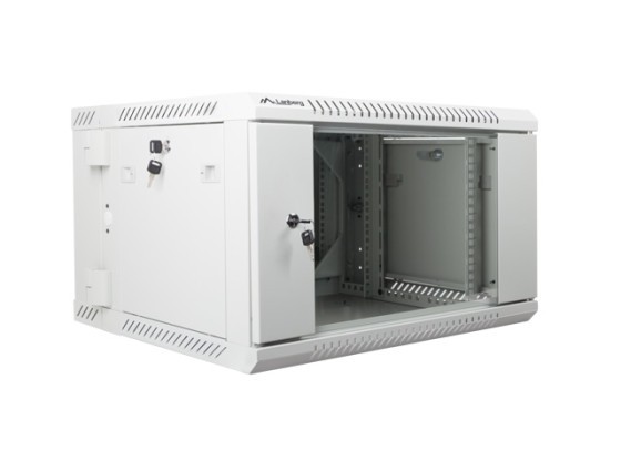 19-дюймова двосекційна настінна стійка 6U/600×600 (у розібраному вигляді), сіра, LANBERG