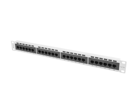 КОММУТАЦІЙНА ПАНЕЛЬ, 24 ПОРТИ, 1U, 19", CAT.5E UTP, СІРА, LANBERG