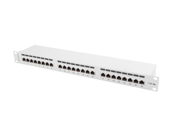 ПАТЧ-ПАНЕЛЬ, 24 ПОРТИ, 1U, 19", CAT.5E FTP, З ОРГАНІЗАТОРОМ КАБЕЛІВ, ЕКРАНОВАНА, СІРА, LANBERG