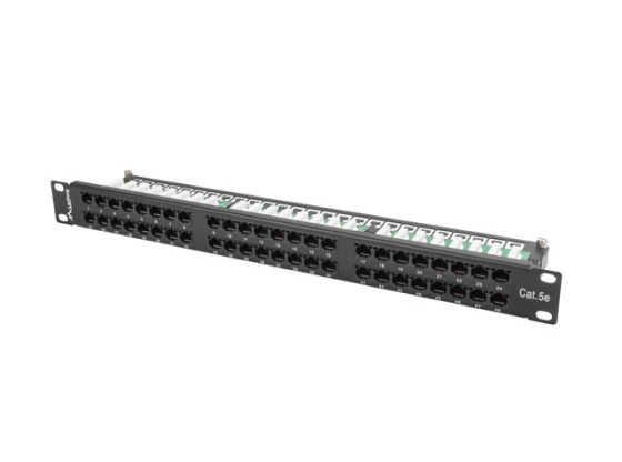 КОММУТАЦІЙНА ПАНЕЛЬ, 48 ПОРТІВ, 1U, 19", CAT.5E, UTP, ЧОРНА, LANBERG