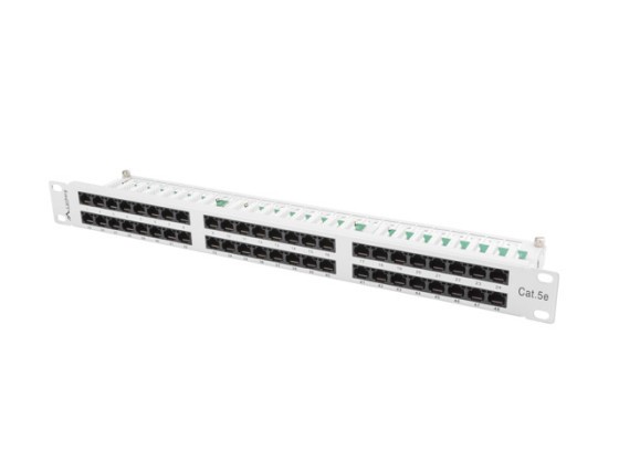 КОММУТАЦІЙНА ПАНЕЛЬ, 48 ПОРТІВ, 1U, 19", CAT.5E, UTP, СІРА, LANBERG