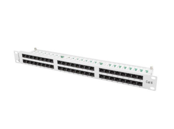 КОММУТАЦІЙНА ПАНЕЛЬ, 48 ПОРТІВ, 1U, 19", CAT.6 UTP, СІРА, LANBERG