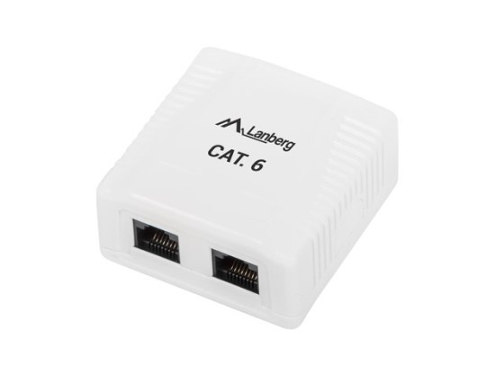 КОРОБКА ДЛЯ НАВІСНОГО МОНТАЖУ CAT.6 UTP БЕЗ ЕКРАНУВАННЯ, 2x RJ45, БІЛА, LANBERG