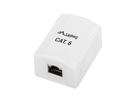 КОРОБКА ДЛЯ НАВІСНОГО МОНТАЖУ, CAT.6 FTP, ЕКРАНОВАНА, 1x RJ45, БІЛА, LANBERG