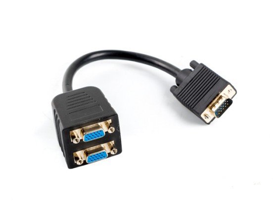 Адаптерний кабель VGA(M) → 2x VGA(F), 20 см, чорний, LANBERG