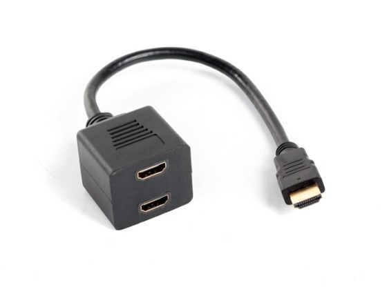 Кабель-адаптер HDMI (M) → 2x HDMI (F), 20 см, чорний, спліттер LANBERG
