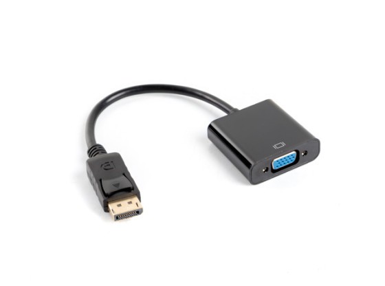 АДАПТЕРНИЙ КАБЕЛЬ DISPLAYPORT(M) 1.1 —> VGA(F), 20 см, чорний, LANBERG