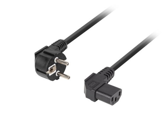 CEE 7/7->IEC 320 C13 ШНУР ЖИВЛЕННЯ 1,8 м, кутовий (вправо), VDE, чорний, LANBERG