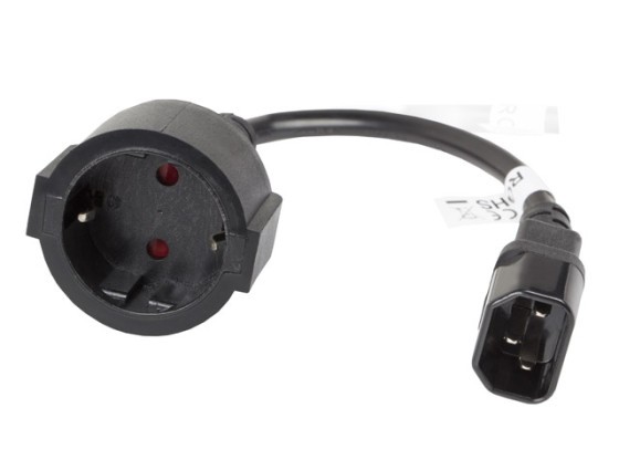 Кабель-перехідник IEC 320 C14 → SCHUKO(F) для ДБЖ, 20 см, чорний, LANBERG