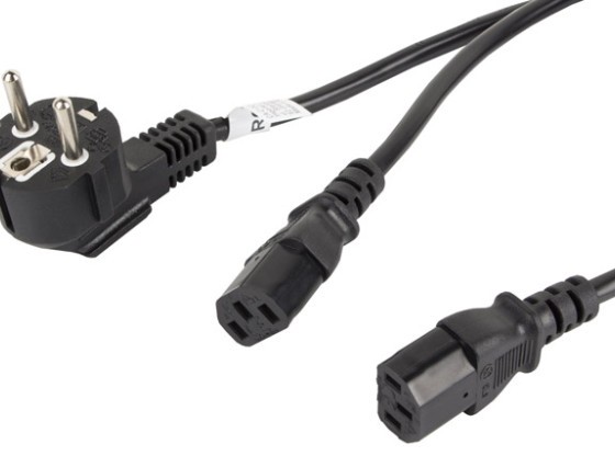 CEE 7/7->2X IEC 320 C13 ШНУР ЖИВЛЕННЯ 2 м VDE ЧОРНИЙ LANBERG