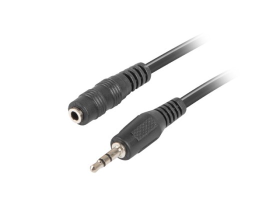 Кабель MINIJACK 3,5 мм, M/F, 3 контакти, 1,5 м, чорний, LANBERG
