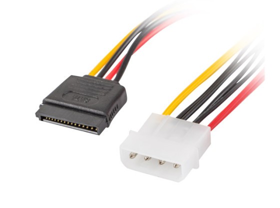 Кабель MOLEX (M) 4-контактний — 2× SATA (F) 15-контактний, 30 см, LANBERG