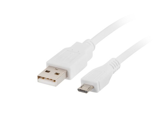 Кабель USB MICRO (M) → USB-A (M) 2.0, 1 м, білий, LANBERG
