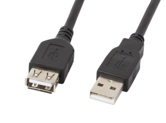 Кабель USB-A (чоловічий/жіночий) 2.0, 0,7 м, чорний, LANBERG