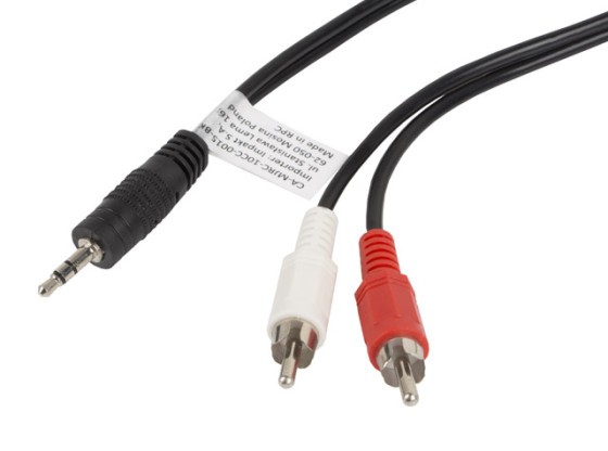 Кабель MINIJACK 3,5 мм (M) 3-контактний — 2x RCA (CINCH) (M), довжина 1,5 м, LANBERG