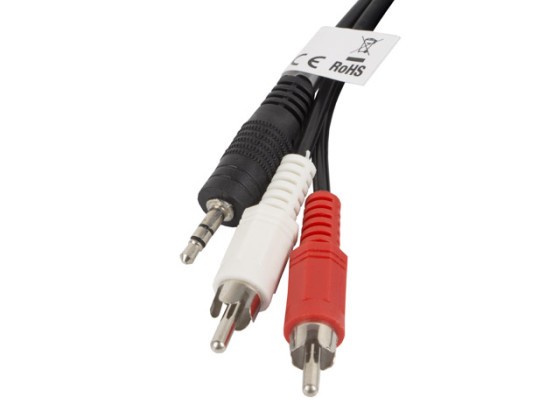 Кабель MINIJACK 3,5 мм (M) 3-контактний — 2x RCA (CHINCH) (M), 2 м, LANBERG