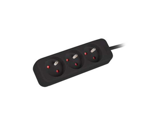 РОЗЕТКА LANBERG 1,5 м, 3 французькі розетки, високоякісний мідний кабель, чорна