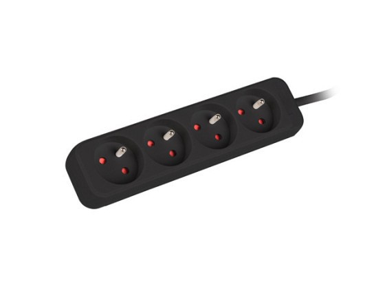 РОЗЕТКА LANBERG 1,5 м, 4 французькі розетки, високоякісний мідний кабель, чорна