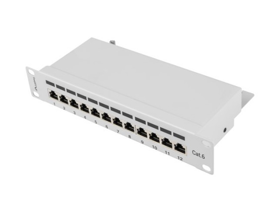 КОММУТАЦІЙНА ПАНЕЛЬ, 12 ПОРТІВ, 1U, 10", CAT.6 FTP, З ОРГАНІЗАТОРОМ КАБЕЛІВ, ЕКРАНОВАНА, СІРА, LANBERG