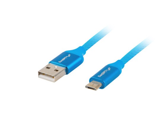 Кабель USB Micro (M) → USB-A (M) 2.0, 1,8 м, синій, преміум-клас, QC 3.0, LANBERG