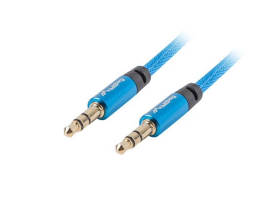 Кабель MINIJACK 3,5 мм, M/M, 3-контактний, 3 м, синій, преміум-клас, LANBERG