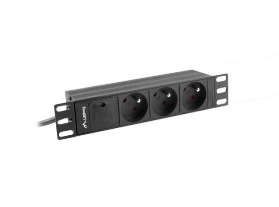 БЛОК РОЗПОДІЛУ ЕЛЕКТРОЕНЕРГІЇ (PDU) 10" LANBERG 1U 16A 2M 3 ФРАНЦУЗЬКІ РОЗЕТКИ, ЧОРНИЙ