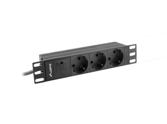 БЛОК РОЗПОДІЛУ ЕЛЕКТРОЕНЕРГІЇ (PDU) 10" LANBERG 1U 16 А, 2 м, 3 розетки типу SCHUKO, чорний