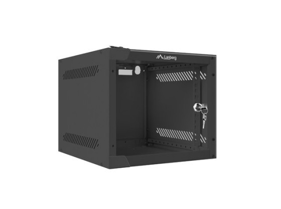 Стелажна шафа 10" для настінного монтажу, 4U/280×310 (у розібраному вигляді) зі скляними дверцятами, чорна, LANBERG