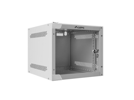 Стелажна шафа 10" для настінного монтажу, 4U/280×310 (у розібраному вигляді) зі скляними дверцятами, сіра, LANBERG