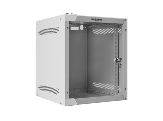 Стелажна шафа 10" для настінного кріплення, 6U/280×310 (у розібраному вигляді) зі скляними дверцятами, сіра, LANBERG
