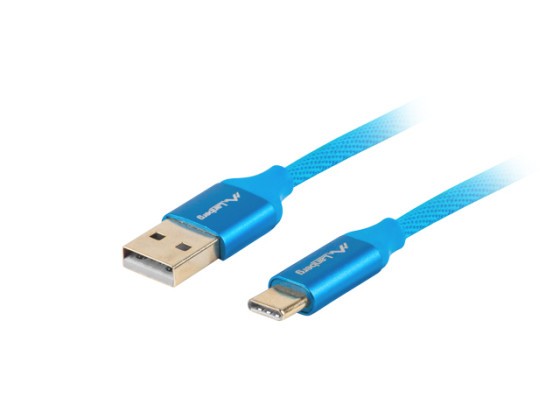Кабель USB-C (M) → USB-A (M) 2.0, 1,8 м, синій, QC 3.0, PREMIUM LANBERG