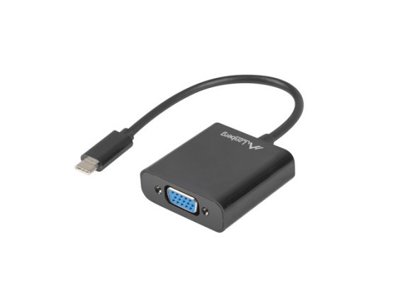 Кабель-перехідник USB-C (M) 3.1 — VGA (F), 15 см, чорний, LANBERG