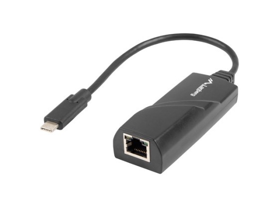Адаптер USB–>RJ45 для Ethernet, мережева карта LANBERG USB-C 3.1, 1 порт RJ45, кабель 1 ГБ