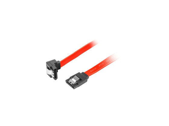 Кабель SATA DATA II (3 ГБ/с), F/F, 50 см, під кутом, з металевими затискачами, червоний, LANBERG