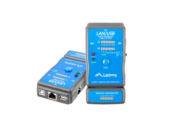 Мережевий тестер LAN для роз'ємів RJ45, RJ11 та USB від LANBERG