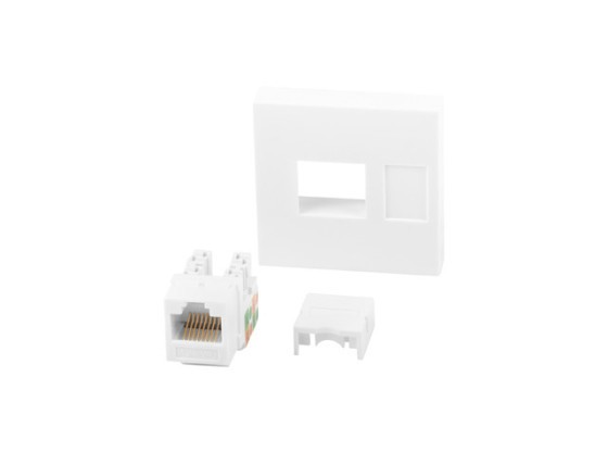 НАСТІННА РОЗЕТКА RJ45 45X45 + KEYSTONE CAT.6 UTP, БІЛА, LANBERG