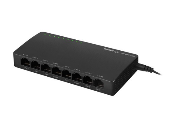SWITCH LANBERG DSP2-1008-12V 8X 1 ГБ/с, некерований гігабітний Ethernet-комутатор для настільних ПК, 12 В