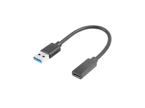 Кабель-перехідник USB-C (F) 3.1 — USB-A (M), 15 см, чорний, LANBERG