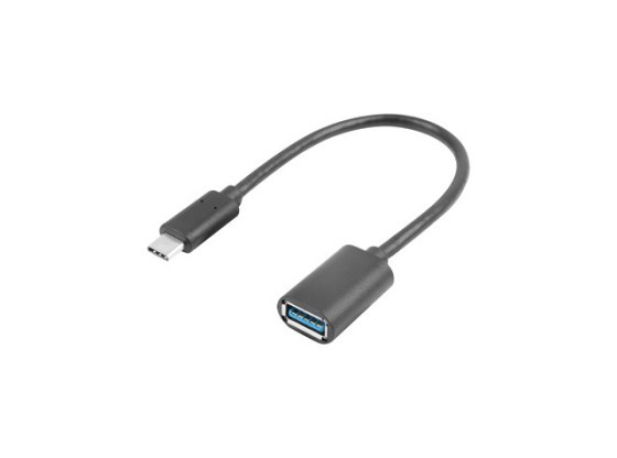 Кабель-перехідник USB-C (M) 3.1 — USB-A (F), 15 см, чорний, OTG, LANBERG