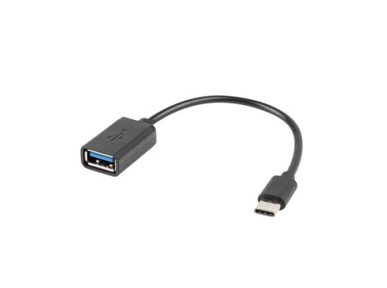 Кабель-перехідник USB-C (M) 2.0 → USB-A (F), 15 см, OTG, чорний, LANBERG