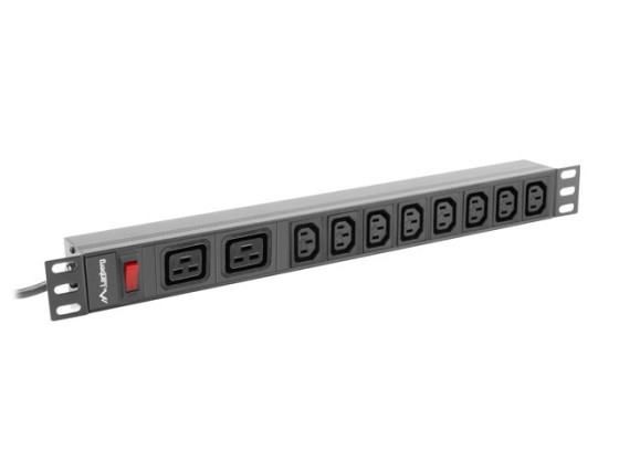 БЛОК РОЗПОДІЛУ ЕЛЕКТРОЕНЕРГІЇ (PDU) 19" LANBERG 1U 16 А 2 м 2 роз'єми C19 8 роз'ємів IEC C13, чорний, C20