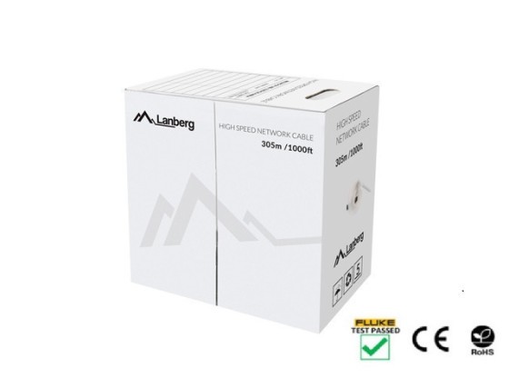 Мережевий кабель Cat.5E UTP, 305 м, суцільна мідь, синій, FLUKE LANBERG