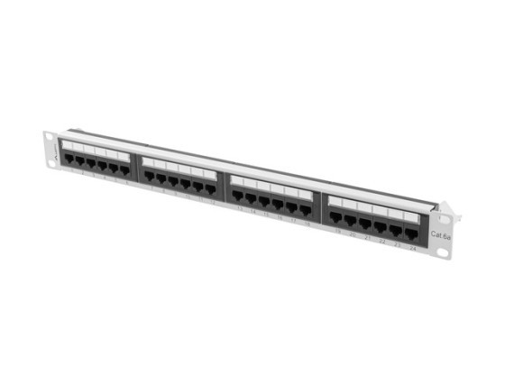 КОММУТАЦІЙНА ПАНЕЛЬ, 24 ПОРТИ, 1U, 19", CAT.6A, UTP, СІРА, LANBERG