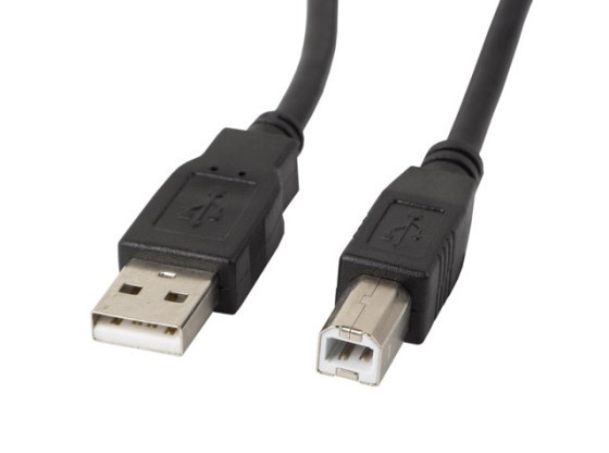 Кабель USB-A (M) → USB-B (M) 2.0, 0,5 м, чорний, з феритом, LANBERG