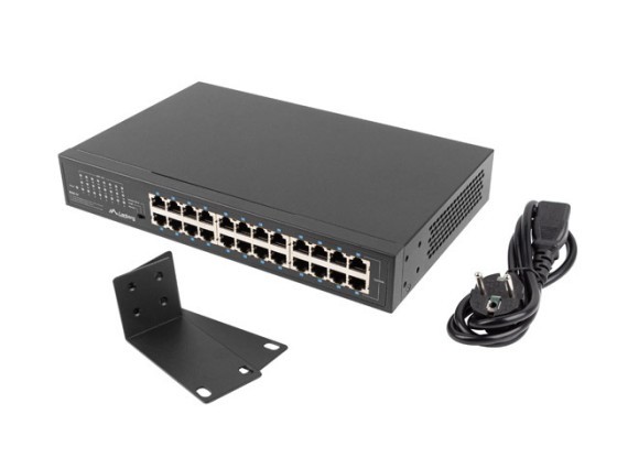 Комутатор LANBERG RSGE-24, 24 порти по 1 ГБ, некерований, Gigabit Ethernet, для 19-дюймової стійки