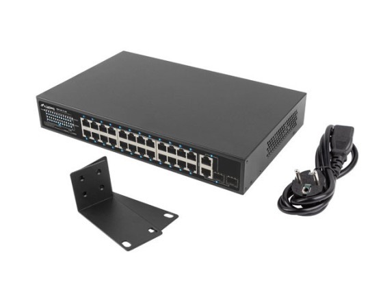 SWITCH LANBERG 24x 100 МБ POE+/2x комбіновані порти, 19-дюймовий, Gigabit Ethernet, 360 Вт, версія 2