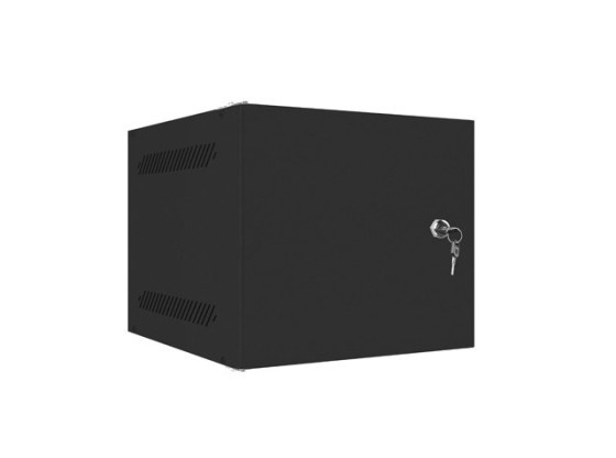 Стелажна шафа 10" для настінного монтажу, 4U/280×310 (у розібраному вигляді) з металевими дверцятами, чорна, LANBERG